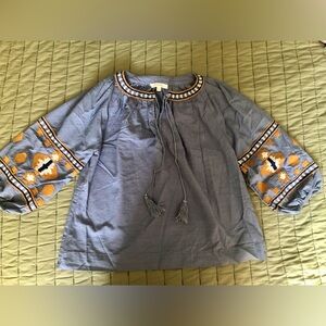 Rebellion Boho Embroidered Blouse with Tassels Lrg